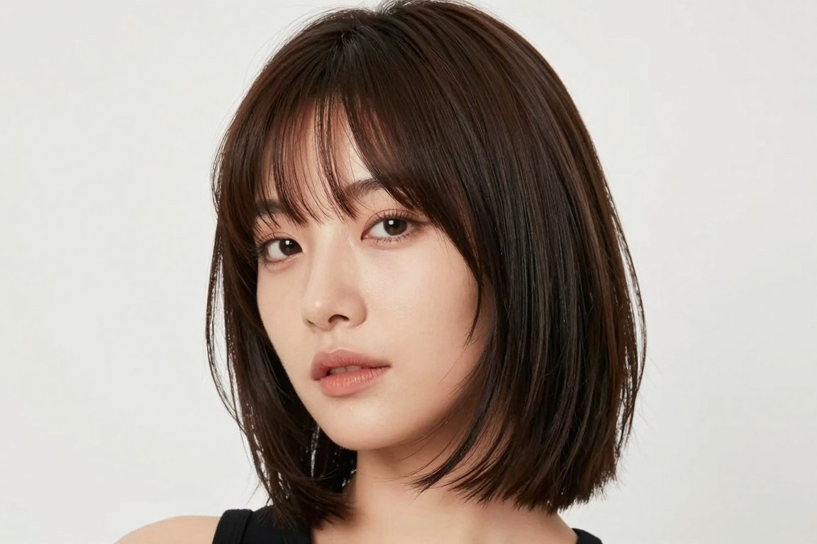 Collarbone-length choppy bob with face-framing layers adding dimension to fine hair