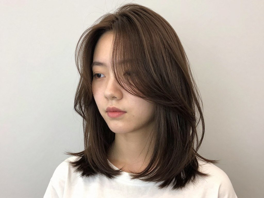 Collarbone length haircut with face framing layers
