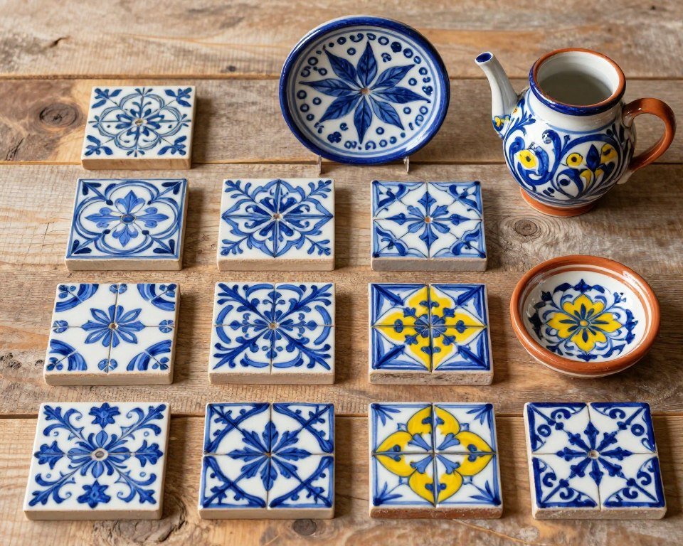 Collection of Talavera pottery and tiles for home decor