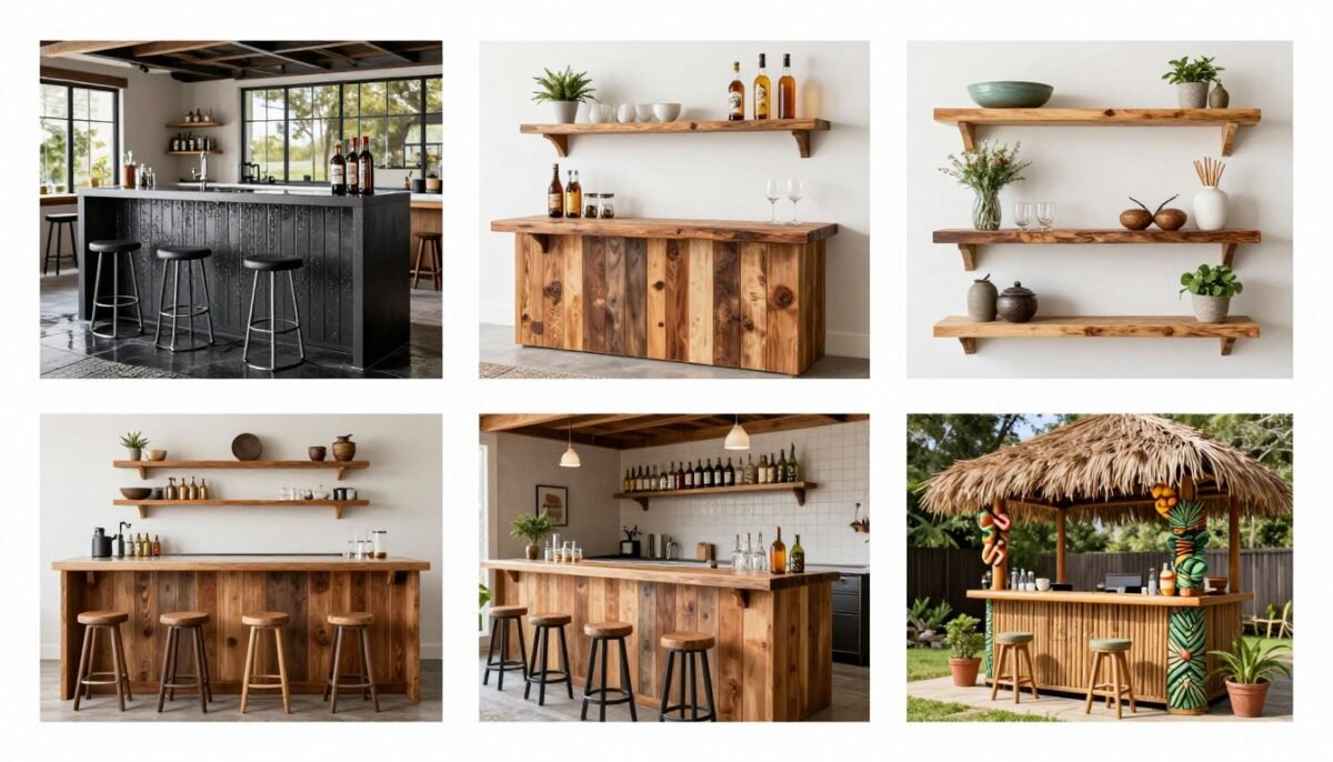Collection of different home bar styles in one montage