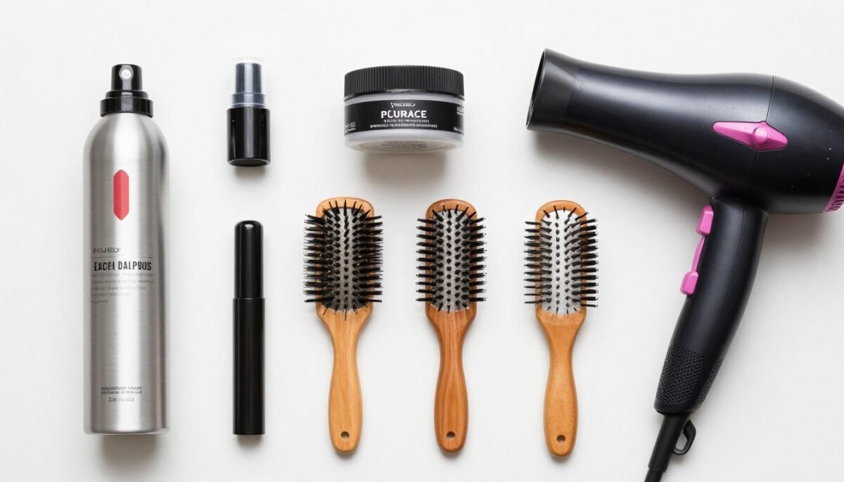 Collection of pixie styling products and tools
