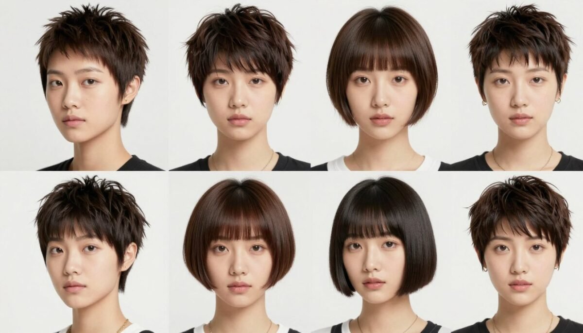 Collection of short haircuts for thin hair showing variety