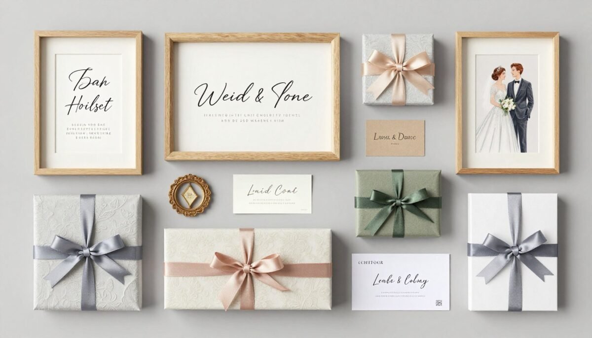 Collection of unique wedding gifts beautifully arranged for selection