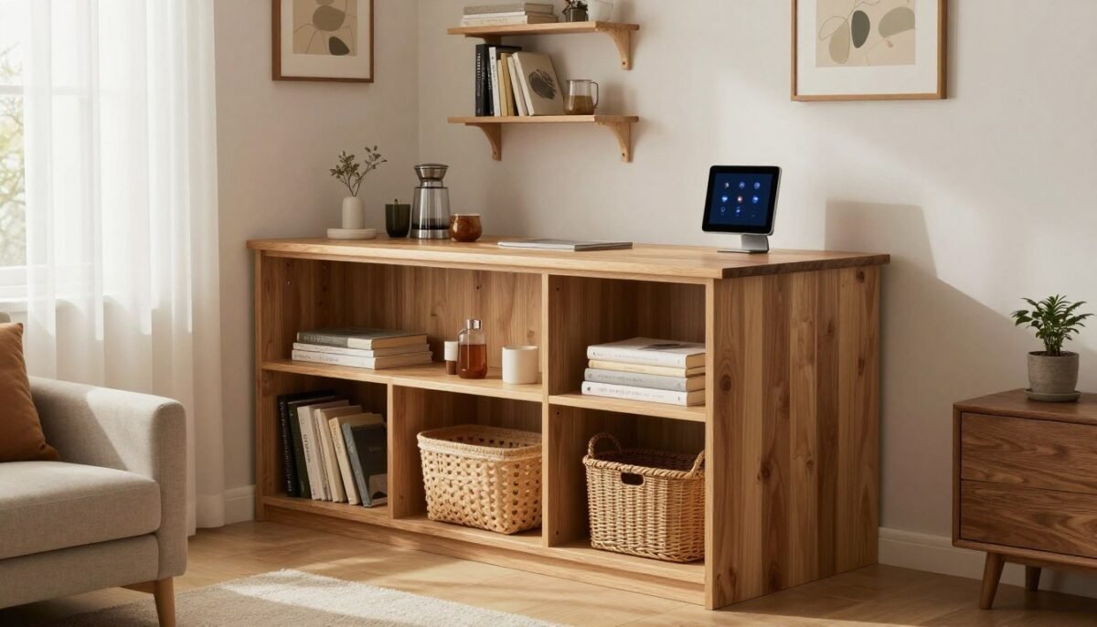 Compact built-in bar in small living room for built-in bar ideas