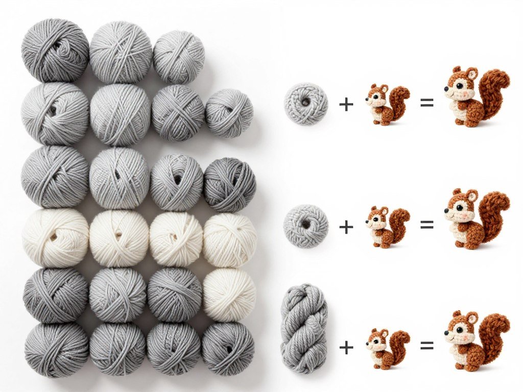 Comparison of different yarn weights for crochet squirrel patterns