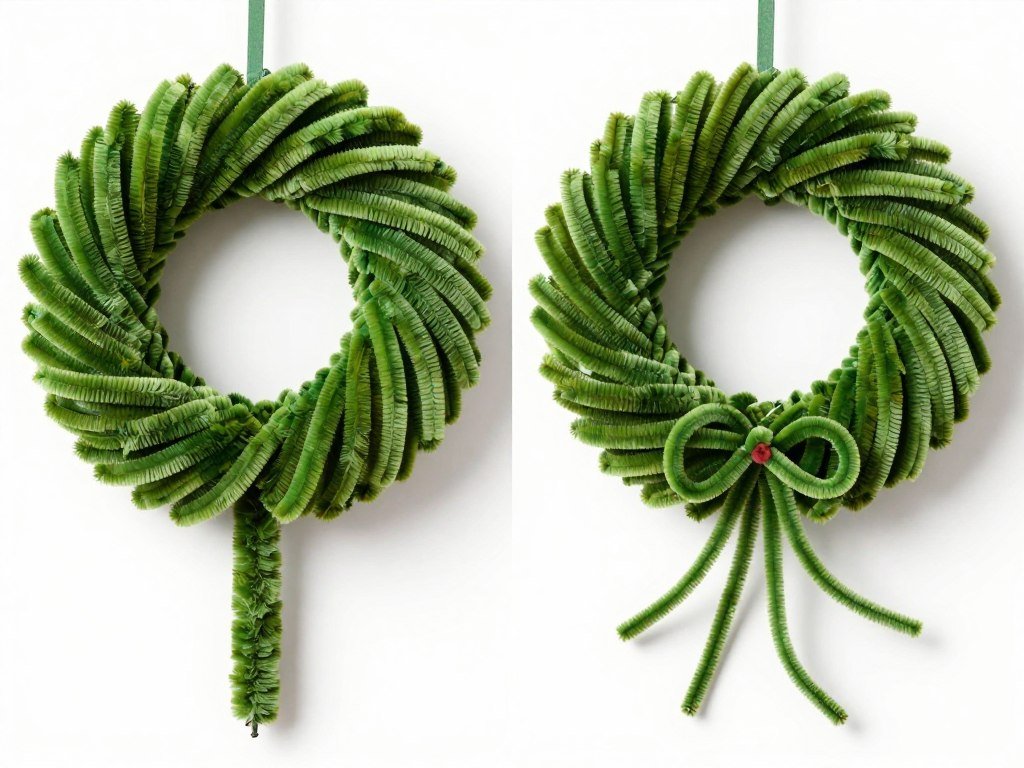 Comparison of neat versus messy wreath backing