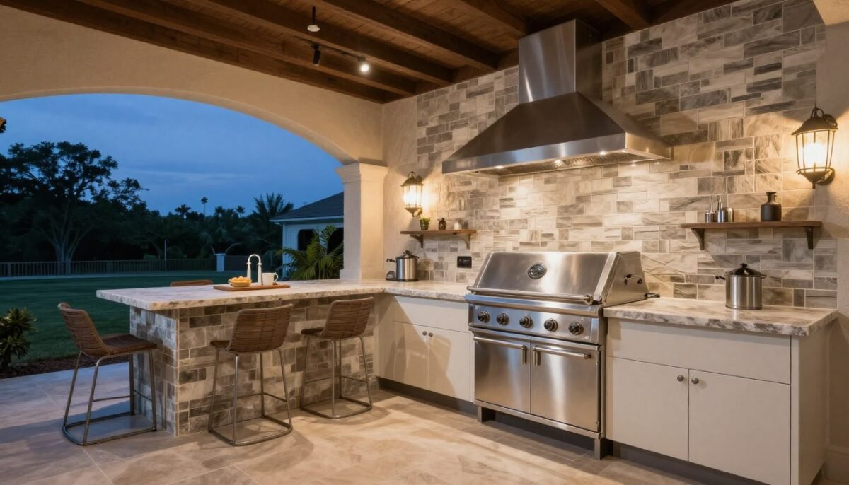 Complete outdoor kitchen on entertainment lanai