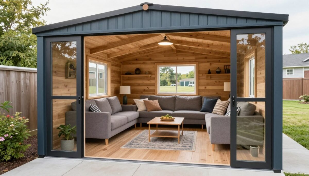 Completed 16x40 shed house interior transformation