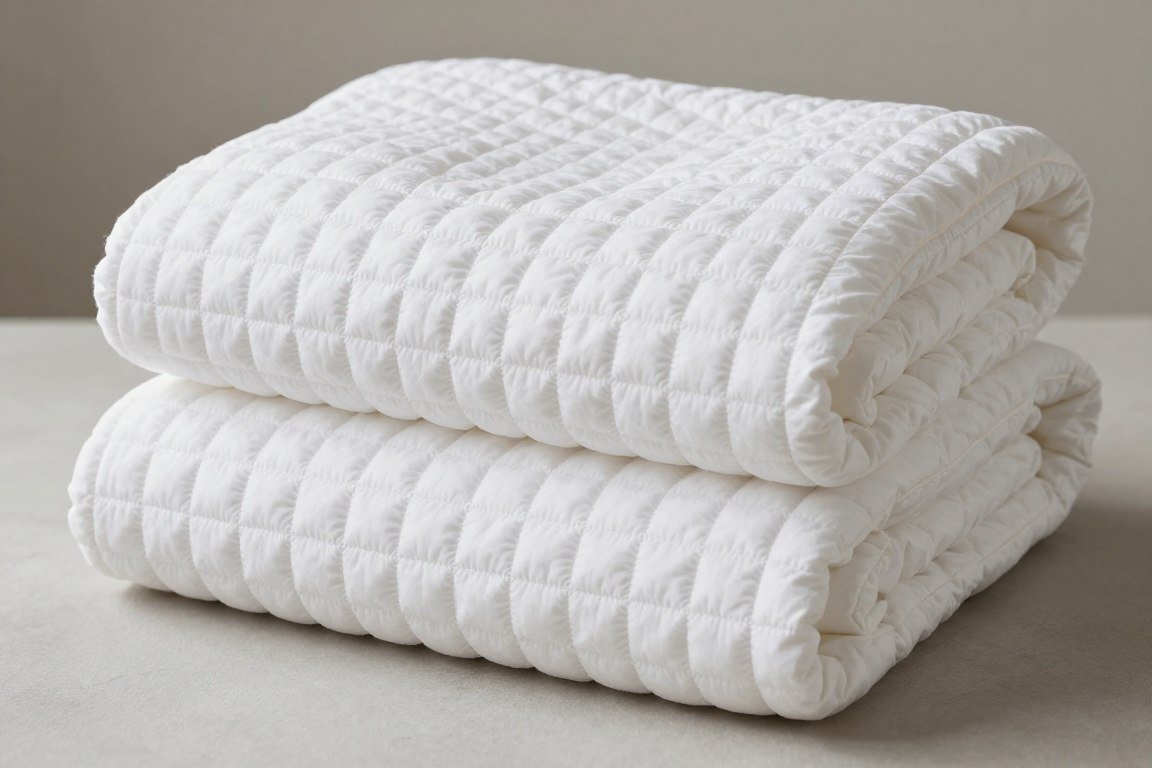 Completed Kate's Blessing Blanket folded beautifully with soft lighting