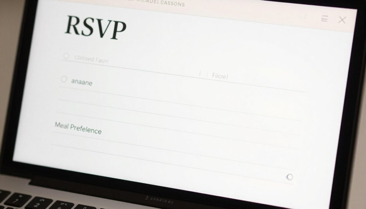 Completed RSVP form on Minted wedding website with attendance selection