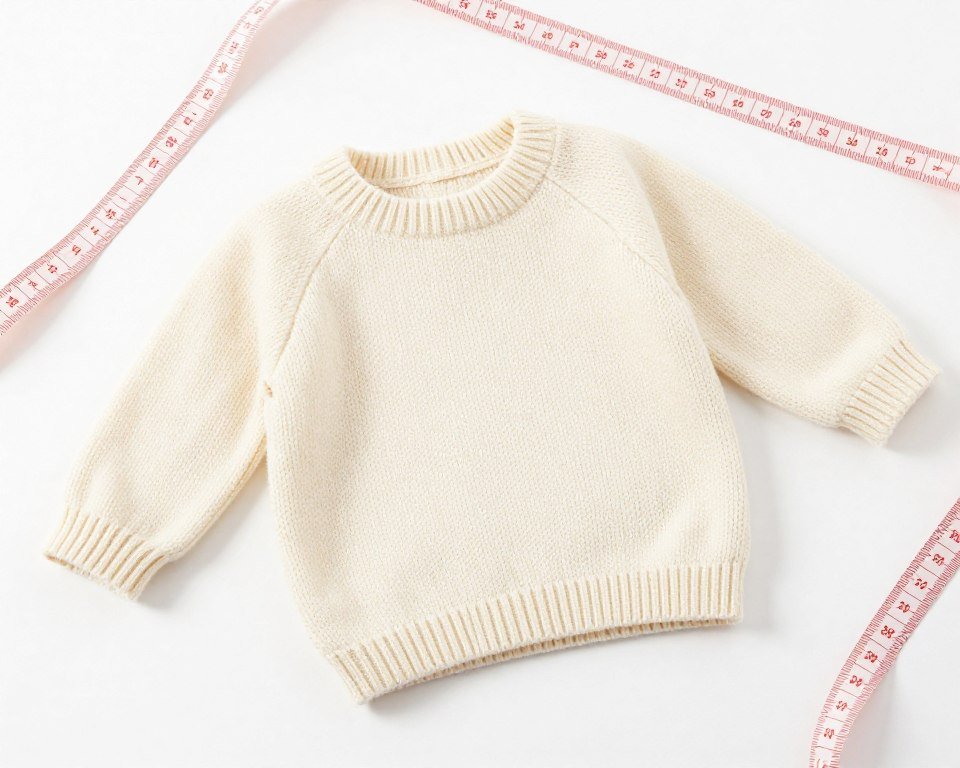 Completed baby sweater sleeve with ribbed cuff