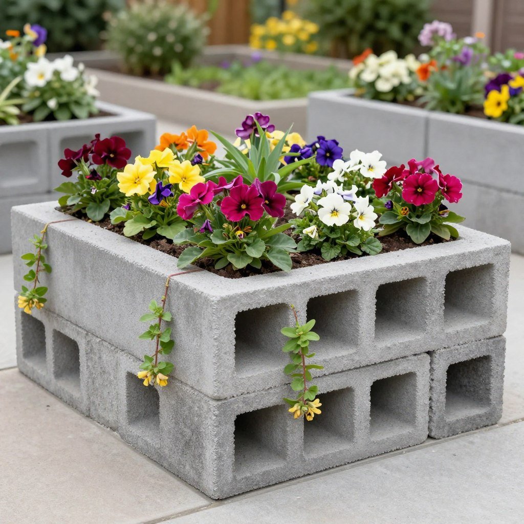 Concrete block raised bed