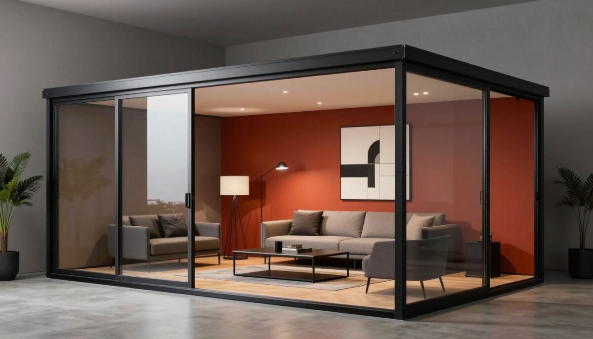 Contemporary studio design in 16x40 shed house