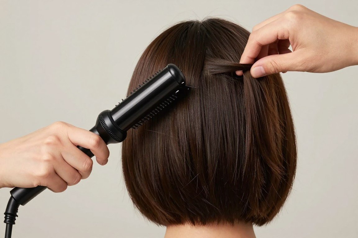 Creating beach waves in bob with curling iron on thin hair