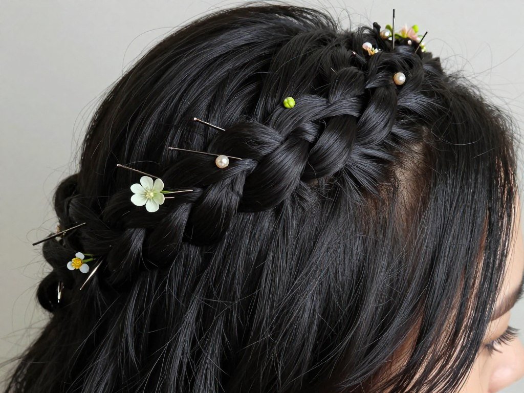 Crown braid hairstyle showing braiding technique for Black women