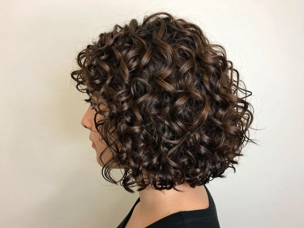 Curly bob haircut showing curl definition