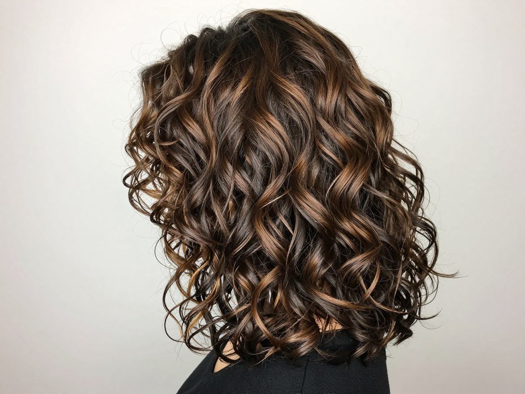 Curly lob haircut using DevaCut technique