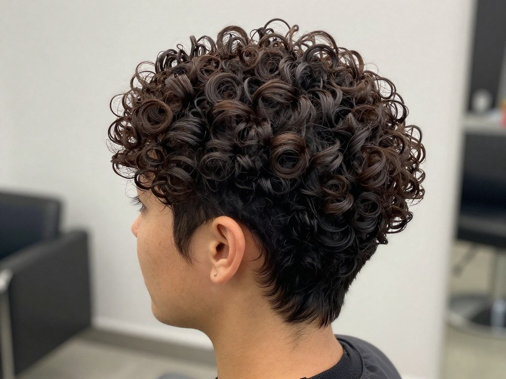 Curly pixie haircut with natural curls