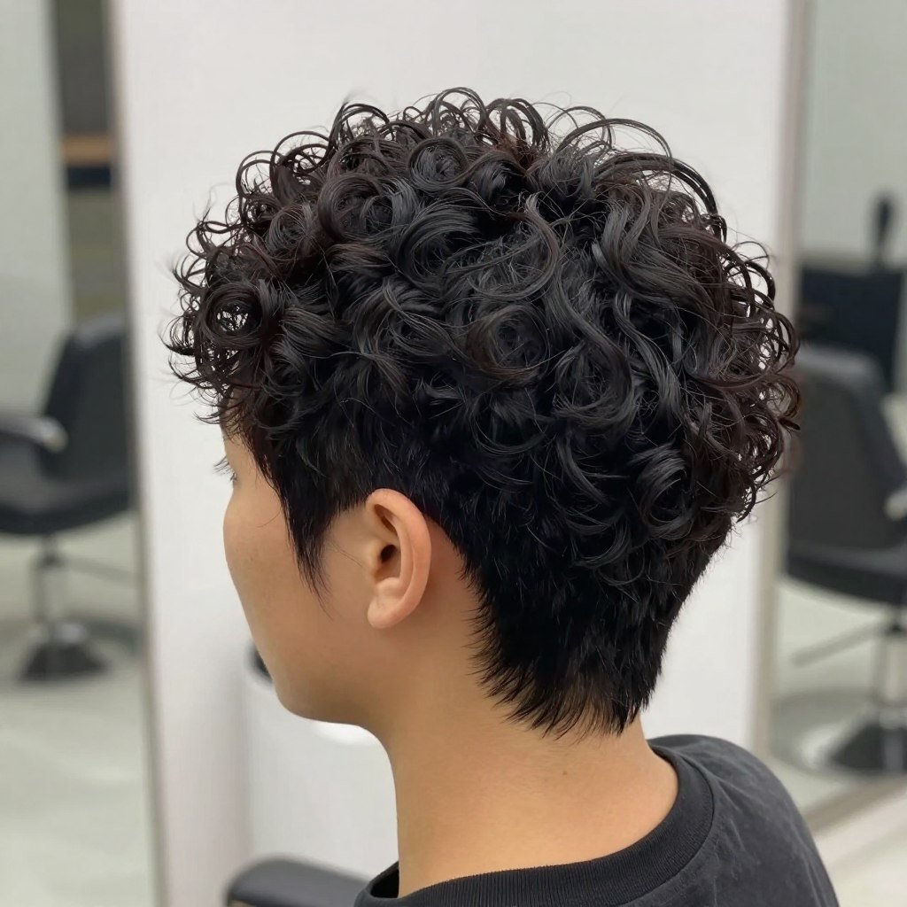 Curly pixie haircut with textured curls