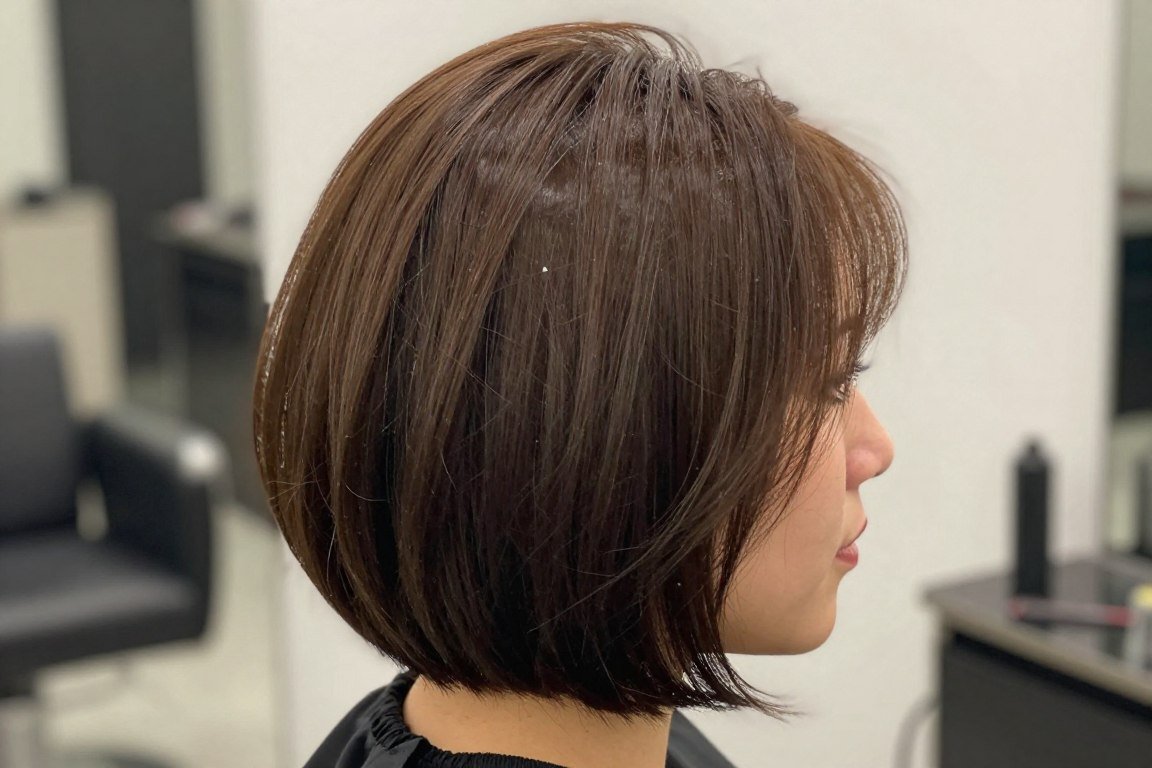 Curved bob with rounded shape for thin hair showing dimension