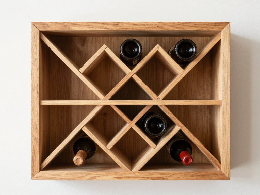 Custom wooden wine rack with horizontal bottle storage
