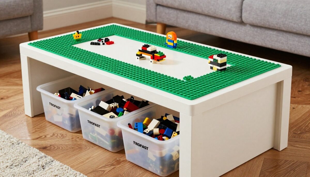 DIY IKEA LEGO table with storage underneath