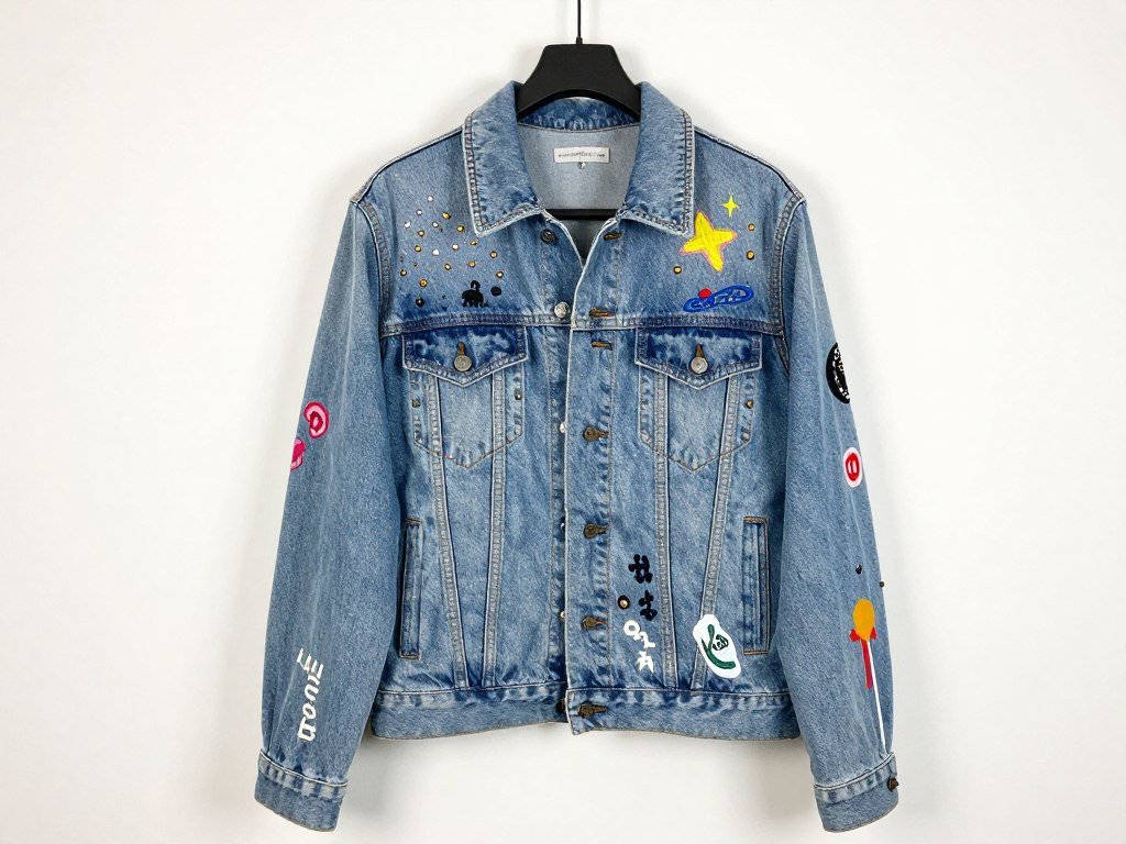 DIY customized denim jacket with embellishments