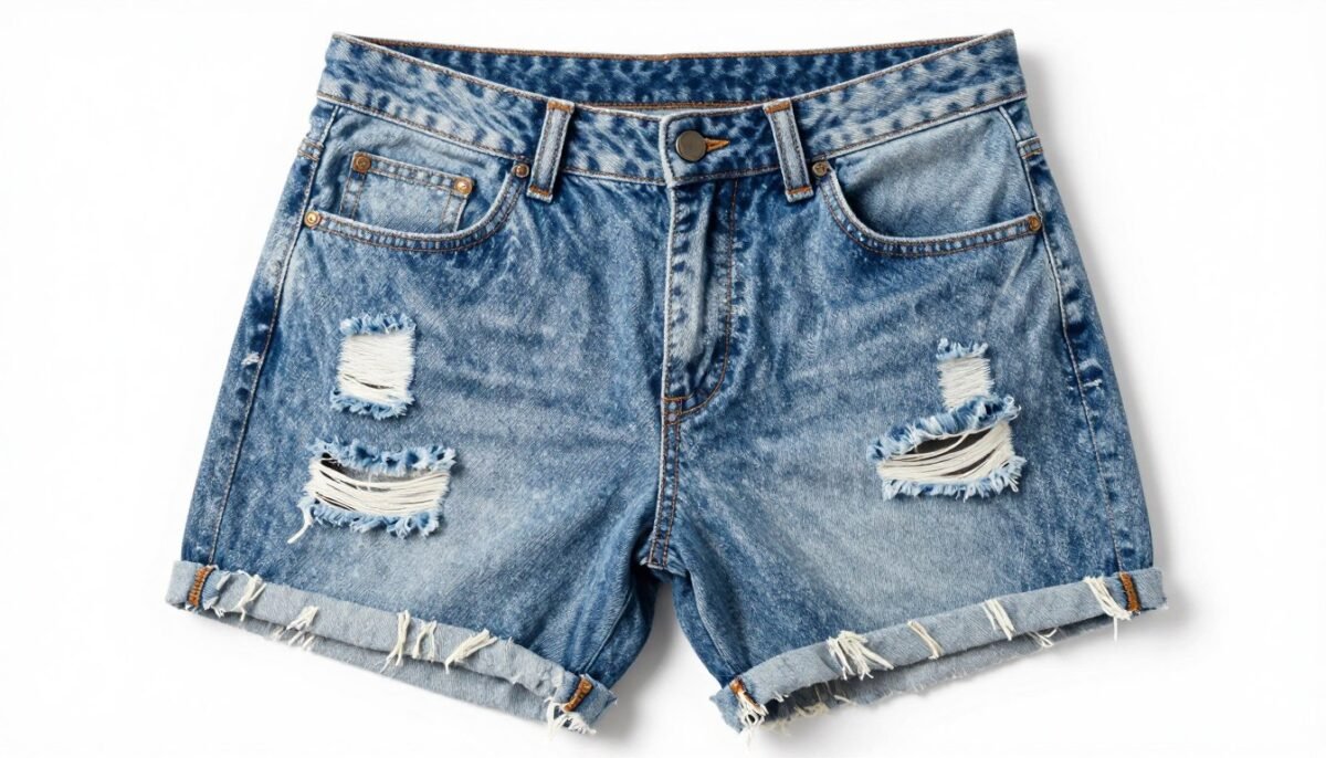 DIY distressed denim shorts with frayed hem