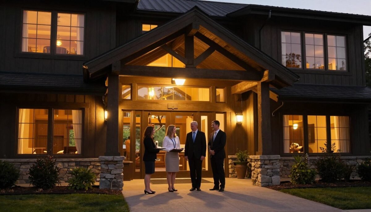 Dancing Bear Lodge welcoming entrance inviting guests to experience mountain hospitality