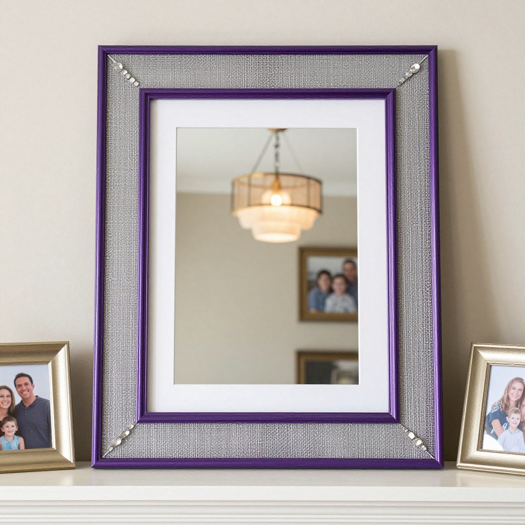 Decorated picture frame with mesh border