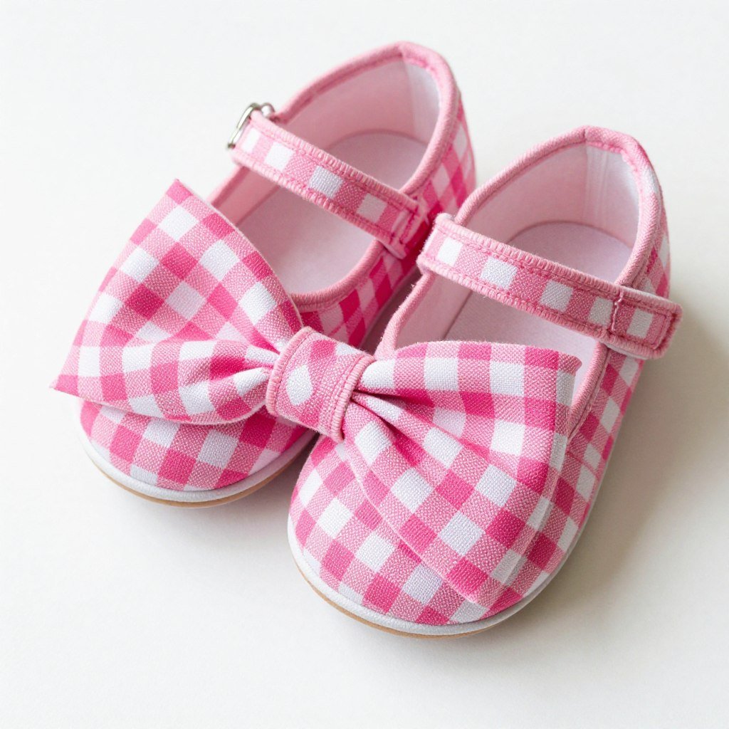 Decorative bow element on baby mary jane shoe