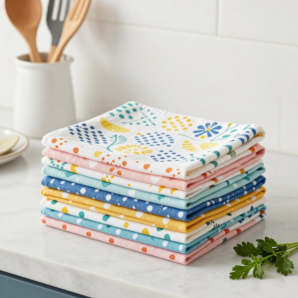Decorative kitchen towels as practical baby shower prizes