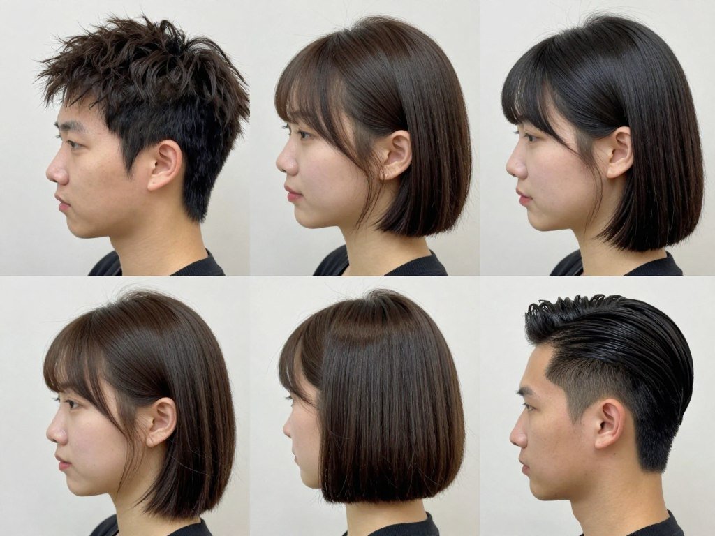 Different styling options for micro bob on thin hair