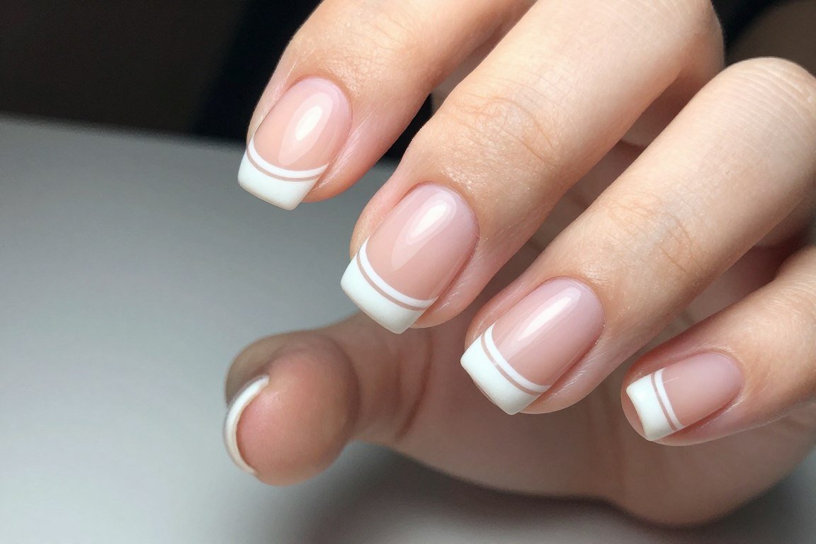 Double French tips with two parallel lines