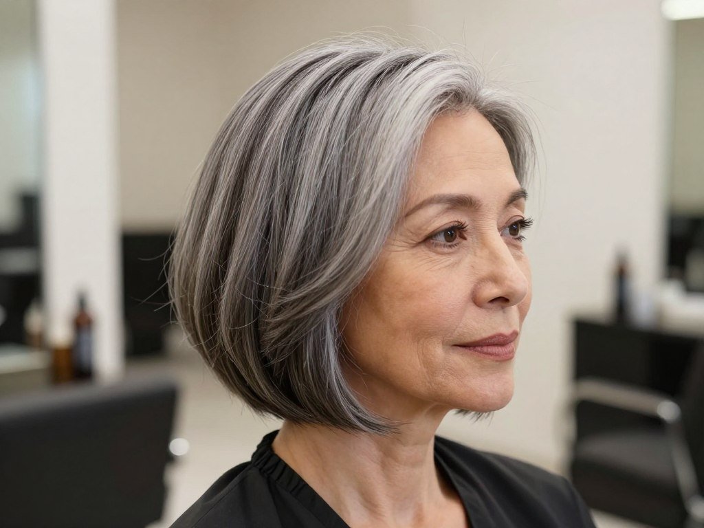 Elegant A-line bob showing gradual angle from back to front