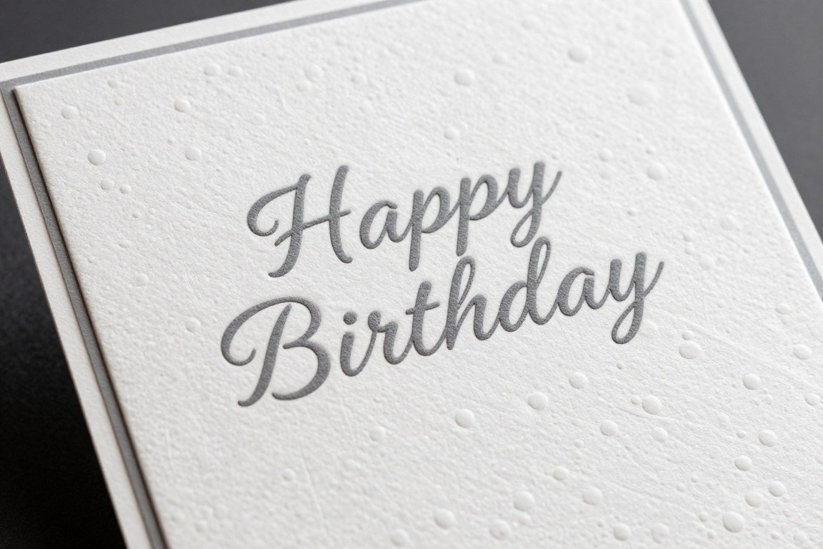 Elegant embossed birthday card with raised texture patterns