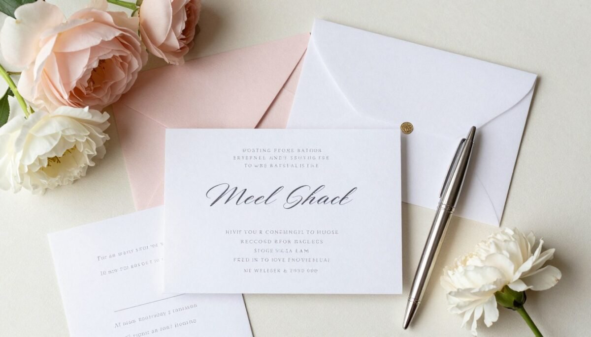 Elegant wedding etiquette scene with invitation and planning materials