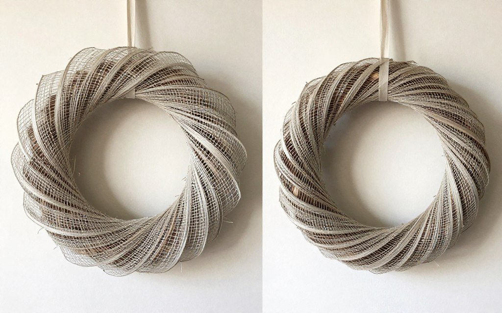 Example of overly sparse deco mesh wreath showing gaps