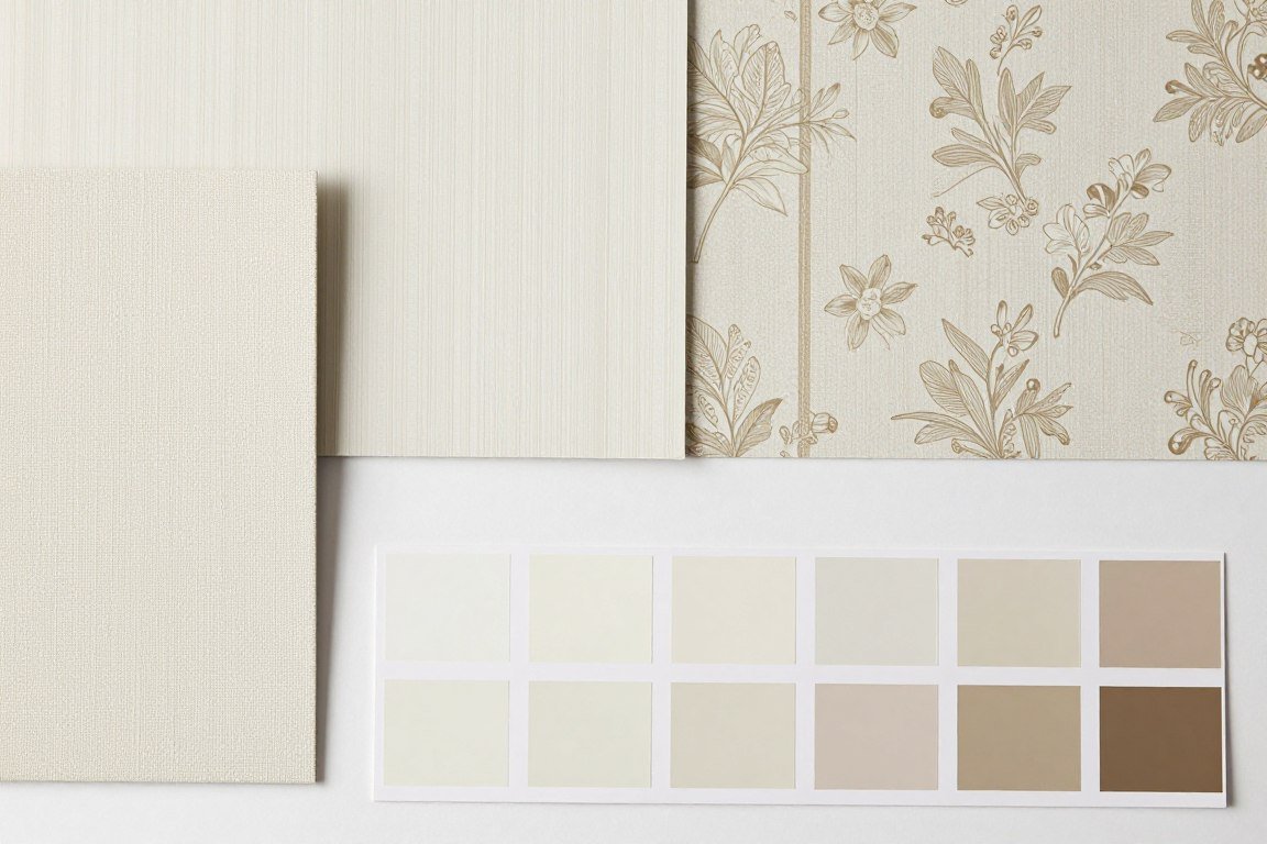 Examples of wallpaper and paint samples being compared