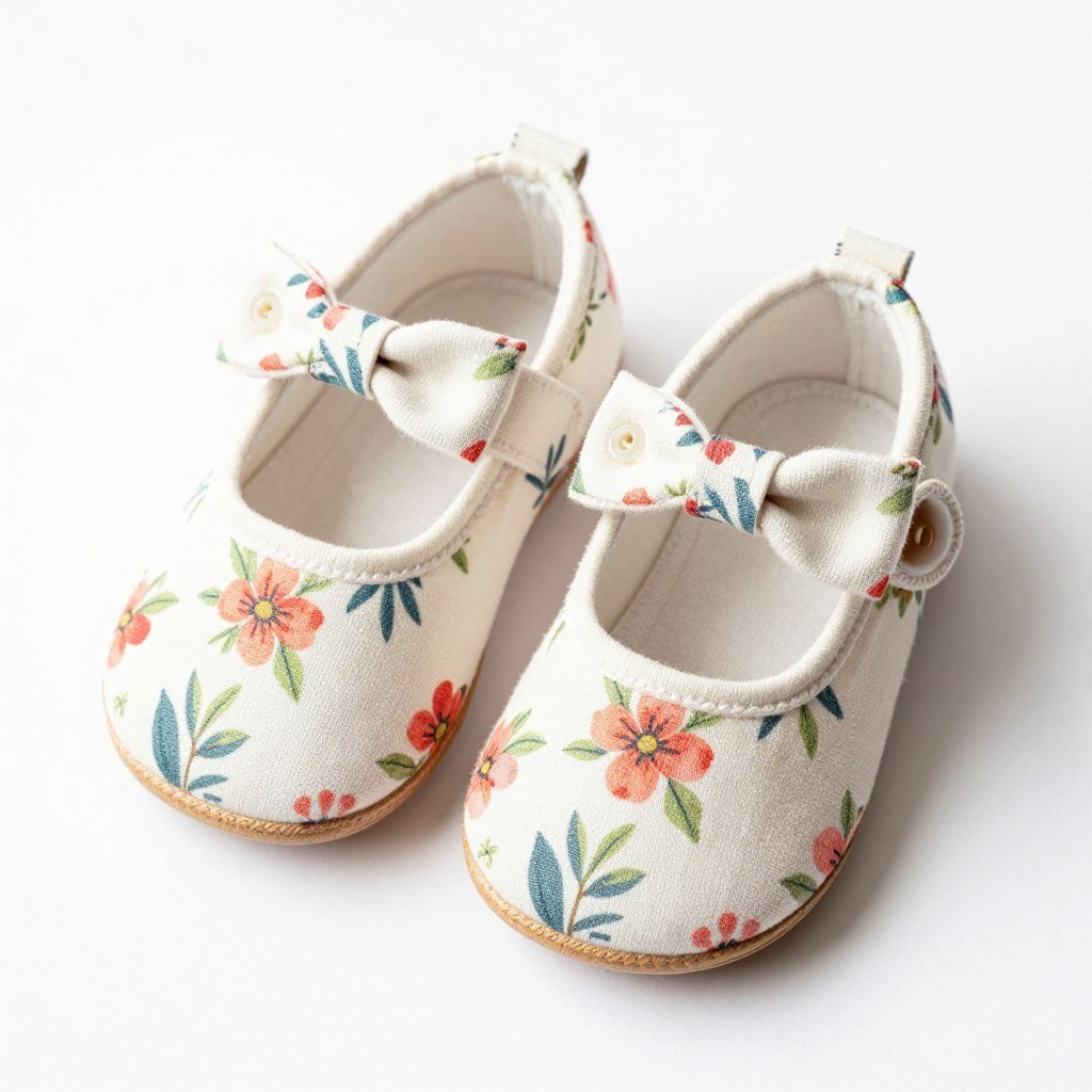 Fabric mary jane shoes with loop closure