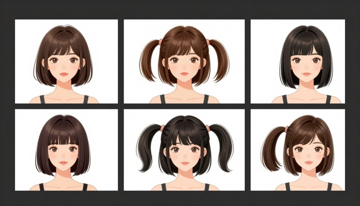 Face shape guide showing ideal bob styles for each shape