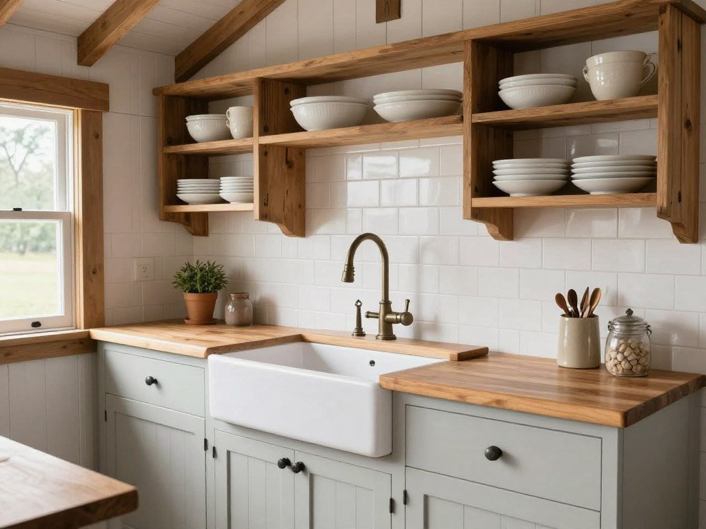 Farmhouse kitchen in 16x40 shed house