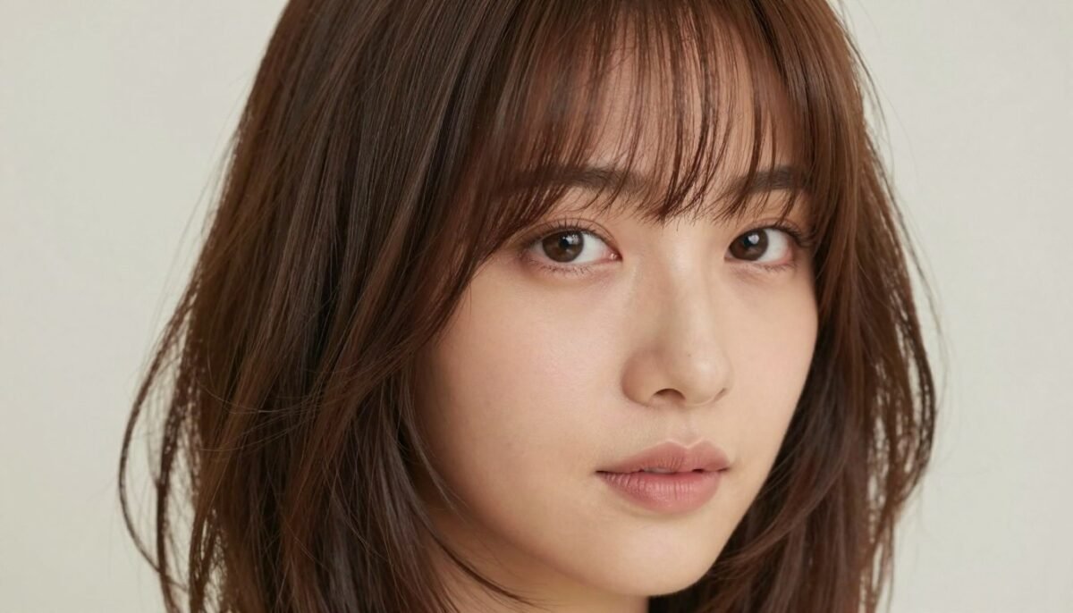Fine hair with feathered bangs and shoulder-length layers
