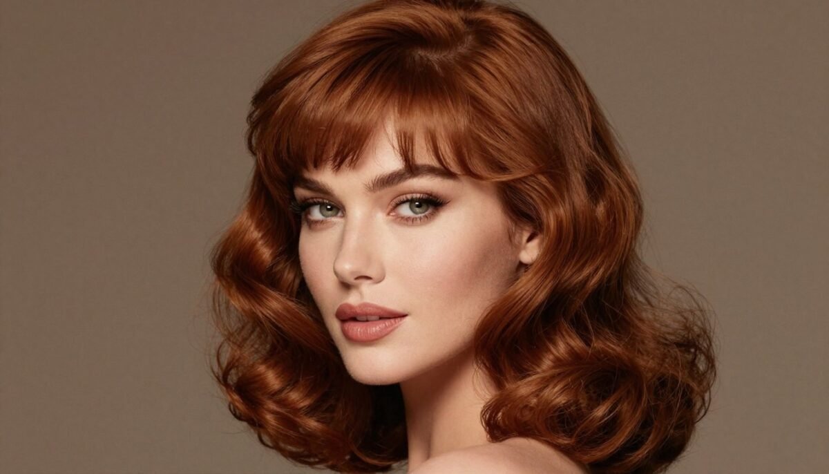 Fine hair with voluminous side-swept bangs and curled ends