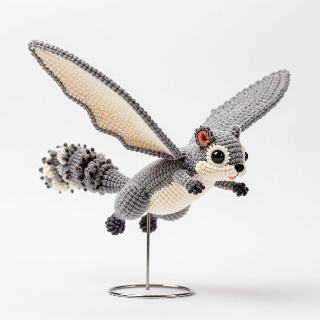 Flying squirrel crochet pattern with extended arms