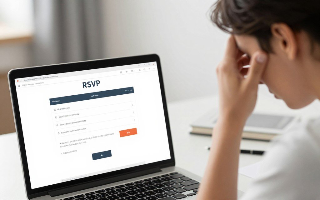 Frustrated person encountering technical issue on wedding website