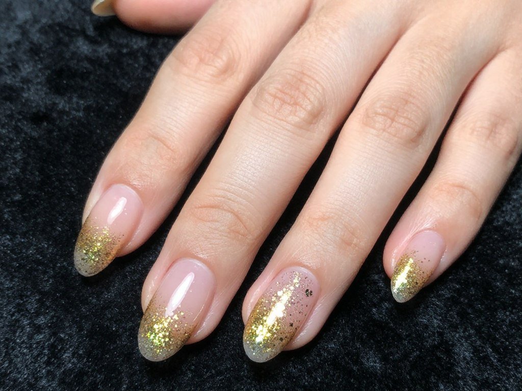 Glitter French tip almond nails