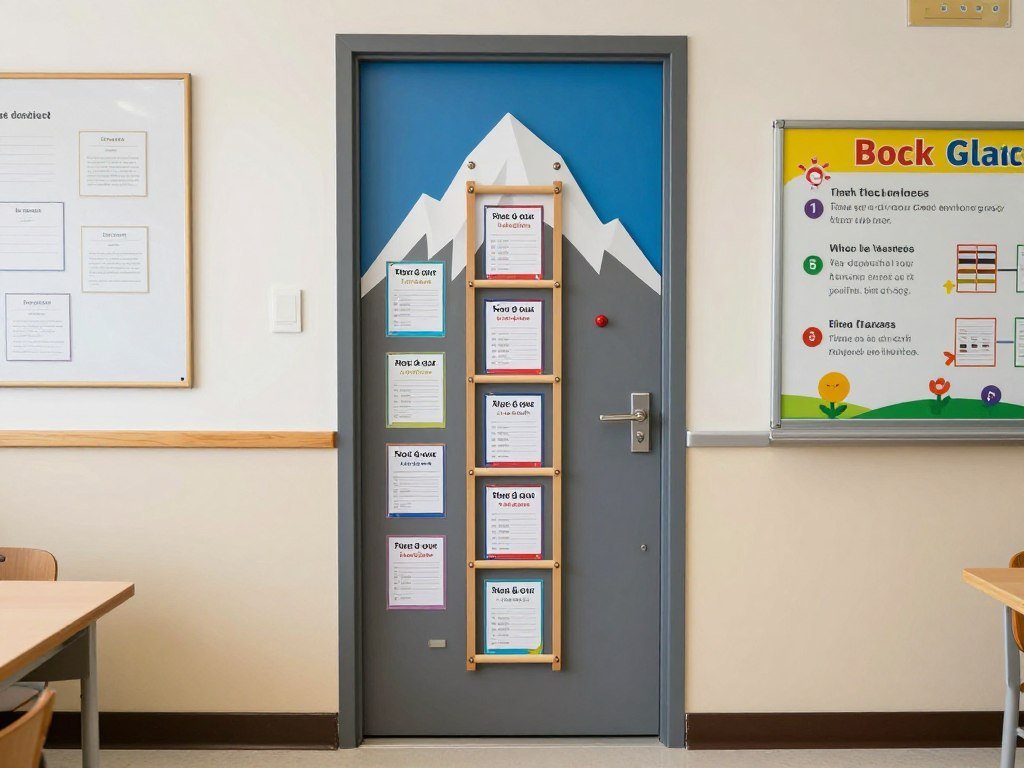 Goal setting interactive classroom door with student achievement tracking