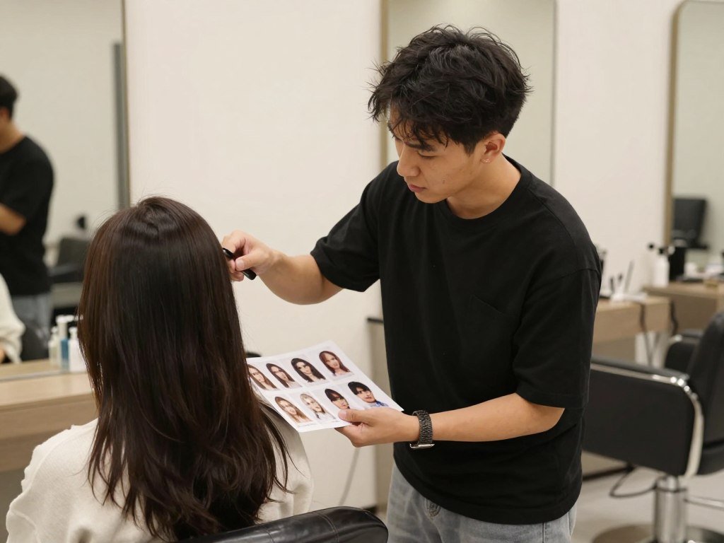 Hair consultation between stylist and client