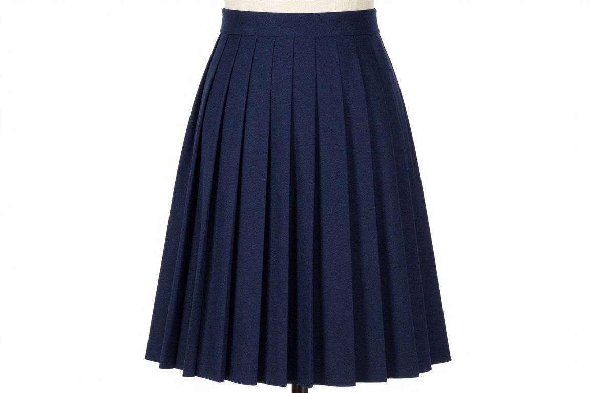 Handmade pleated midi skirt showing pleat detail